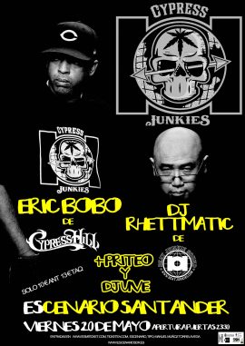 Cartel oficial del concierto de Cypress Junkies y Priteo + DJ UVE en Escenario Santander