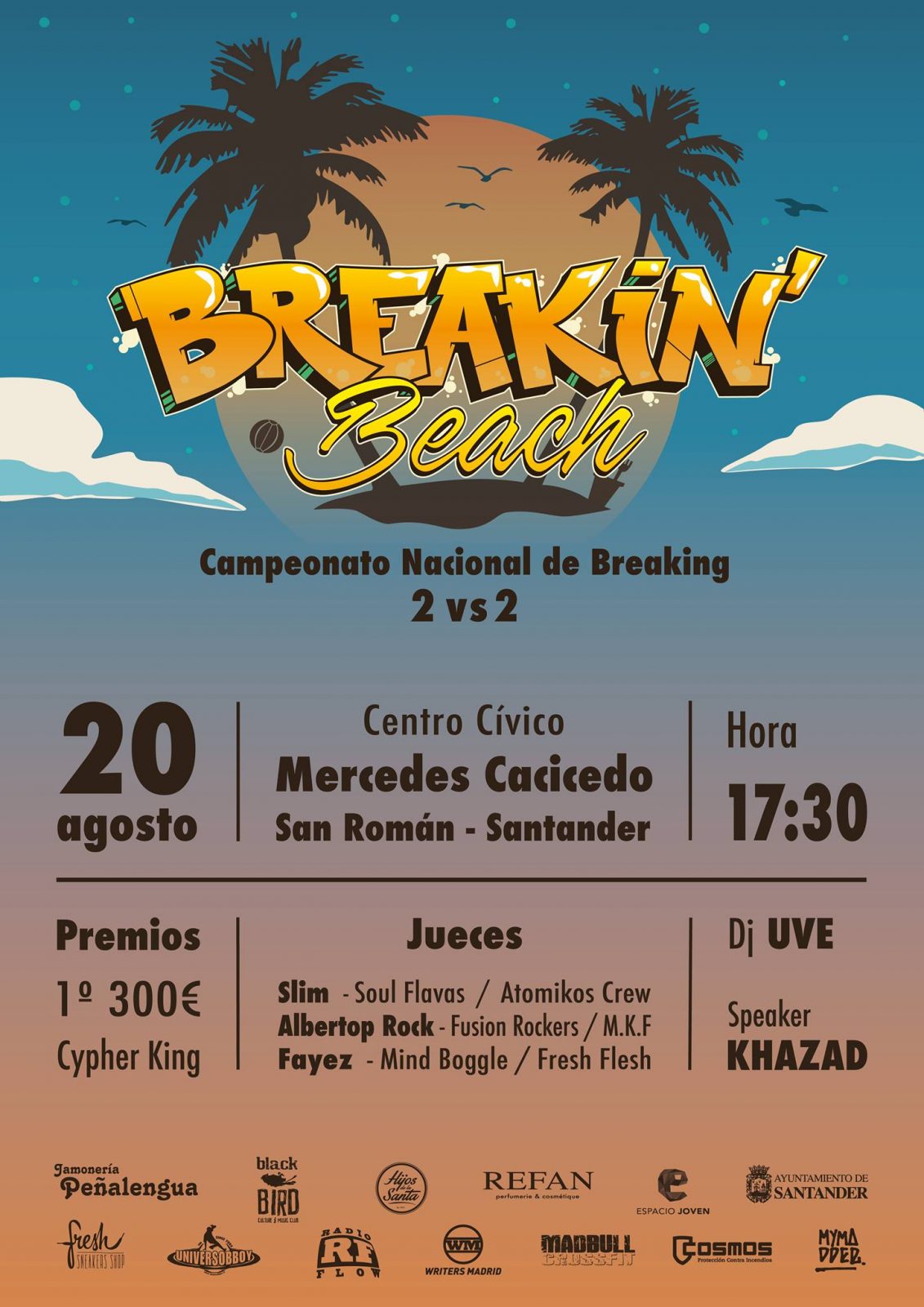 Cartel de Breakin' Beach, campeonato nacional de breaking en Santander