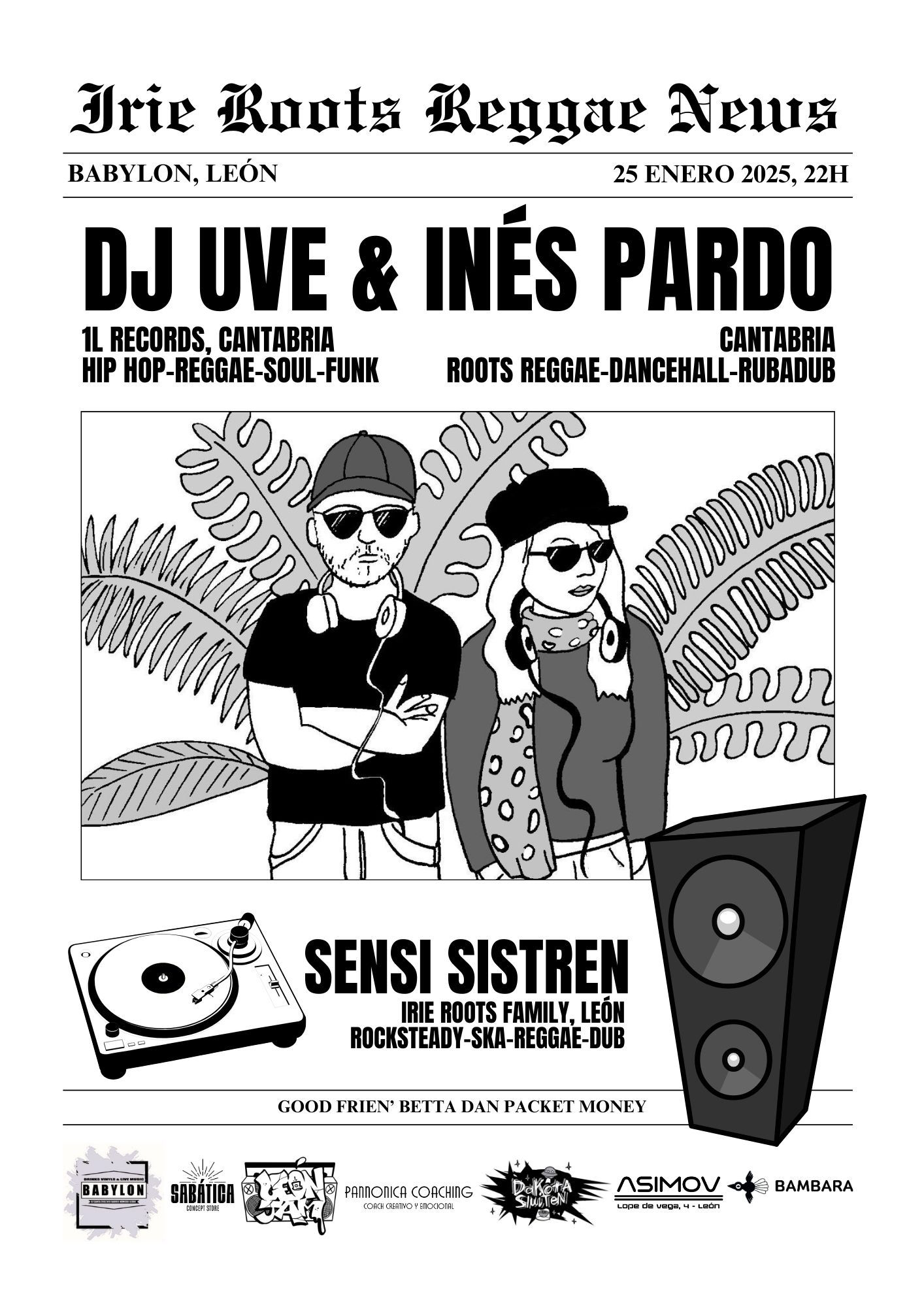 Cartel de DJ UVE & Inés Pardo meet Sensi Sistren